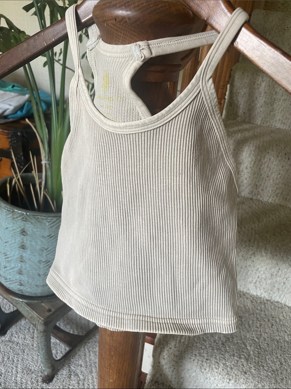 Free People Ribbed Cream Tank Top - Simple Racerback Style - Picture 3 of 8